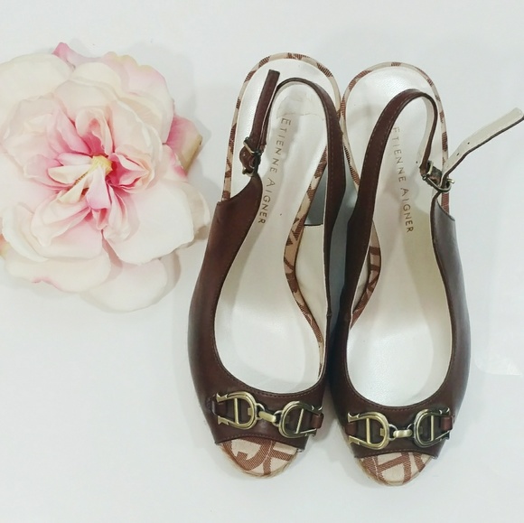 Etienne Aigner Olexa Peep Toe Wedges - Picture 2 of 8